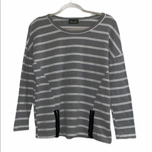 Anthropologie Maude Striped Long Sleeve Zipper Top